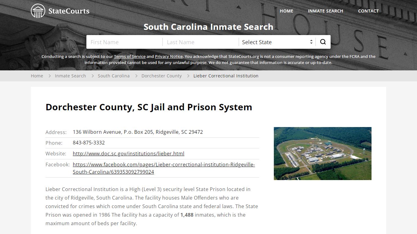 Lieber Correctional Institution Inmate Records Search, South Carolina ...