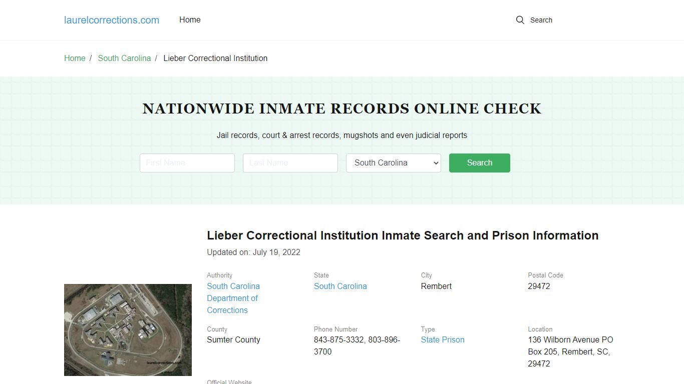 Lieber Correctional Institution Inmate Search, Visitation, Phone no ...